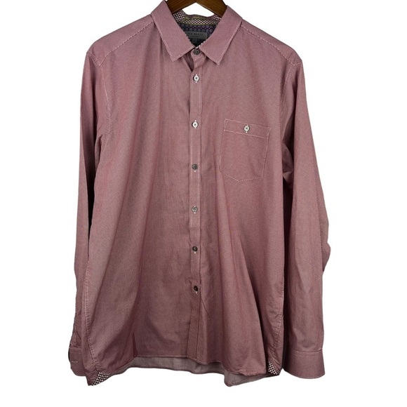 𝅺TED BAKER MEN'S LONG SLEEVED‎ BUTTON DOWN TIGHT CHECK SHIRT - Picture 1 of 9